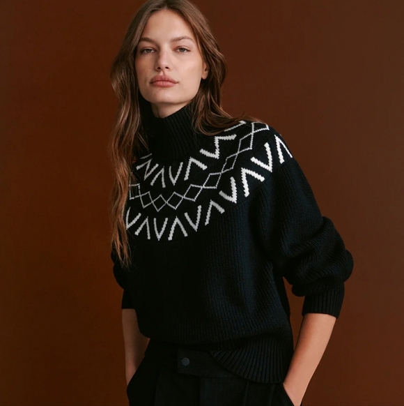 Varley Marcie Fair Isle Yoke Neck Knit Sweater - Picture 3 of 15
